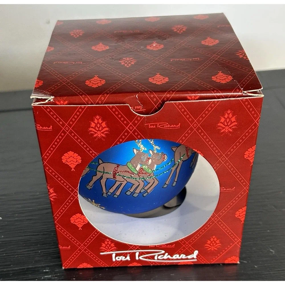 VTG Tori Richard Santa Joy Ride Ornament Christmas Holiday Boxed Handmade 3.5 In